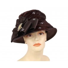 Mujer&apos;s Satin Dress Church Hats  Brown  H806  eb-37705667